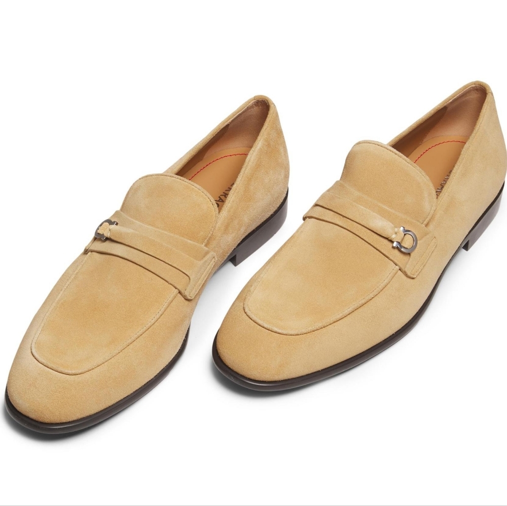 NWT $895 Salvatore Ferragamo Desio Suede Leather Moccasins Size 8.5